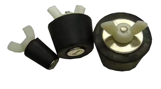 Rubber winterizing pool plugs in three sizes